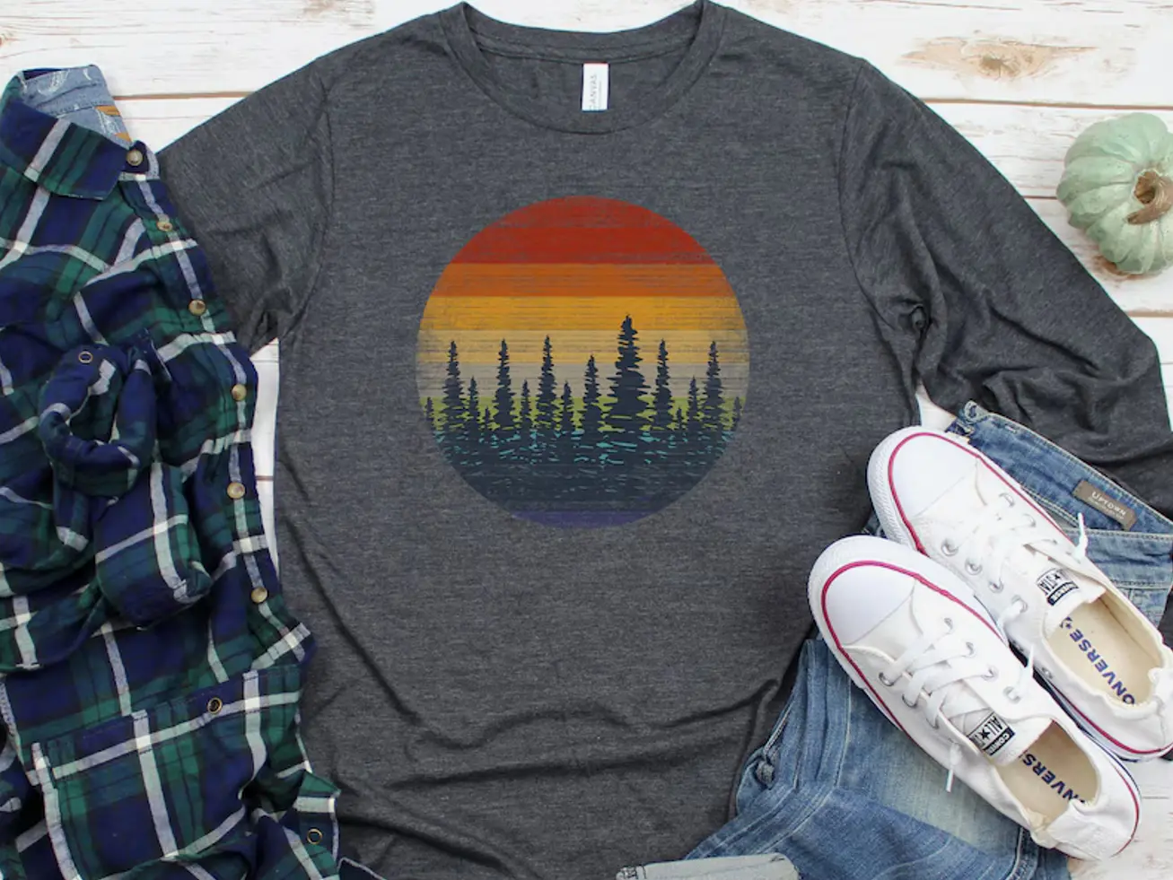 Forest Long Sleeve T-Shirt, Wilderness Adventure Shirt Graphic Tee