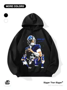 Bowl Games Halftime Show Legendary Quarterback Print Oversized Hoodie - Casual, Breathable, Suitable for Outdoor Activities, Unisex, Trendy Hoodie