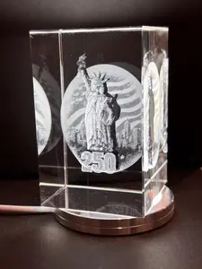 USA 250 Independence Day Limited Edition 3D Crystal Keepsake | Statue of Liberty Decor