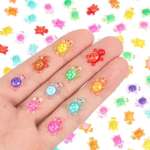 200pcs Mini Resin Turtles Luminous Tiny Turtle for Crafts Dollhouse Miniatures Mini Resin Things Animals for Fairy Garden Micro Landscaping Decoration Home Decor, 10 Colors