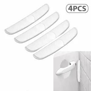 4 PCS Car Door Anti-Collision Strip, Sports Car Badge Pattern Rearview Anti-Impact Strip, PVC Front and Rear Lip Corner Bumper Guard, Universal for Most Vehicles (White)