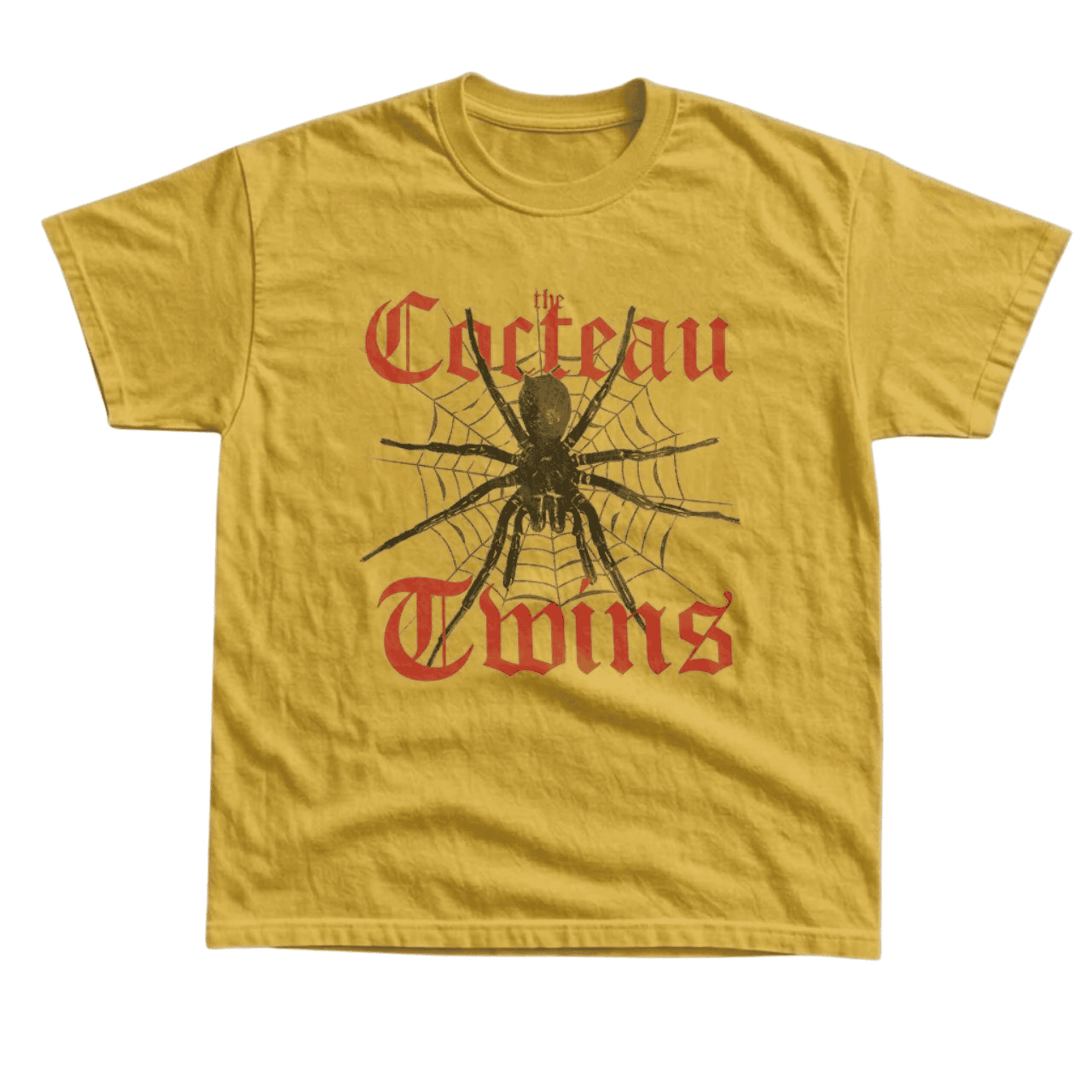 Spider Gothic Band Tee - Mustard Post Punk Graphic Shirt