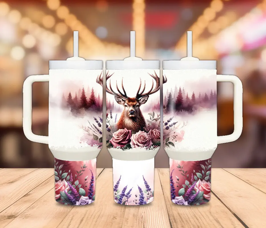 40 Oz. Deer Floral Tumbler