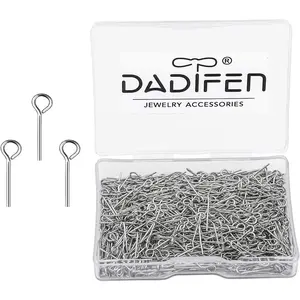 304 Stainless-Steel Eye Pins for Jewelry Making Silver Head Pins 24 Gauge 0.6x15mm 800pcs/Box Open Eye Pins for DIY Making Earring Necklace Bracelets Dangle Charm Jewelry Findings Eyepins