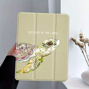 Gentle Forest hand-painted turtle pattern, with adjustable stand and pen slot, foldable anti slip TPU protective case, suitable for Samsung, iPad mini, iPad Air, iPad Pro/iPad 10th generation, 11th generation and other series of iPad protective cases