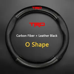 Car Carbon Fiber Leather Steering Wheel Cover for Toyota, Compatible with Chr Rav4 Corolla Highlander Prius Yaris, Durable & Stylish Accessory, Car Accessories
