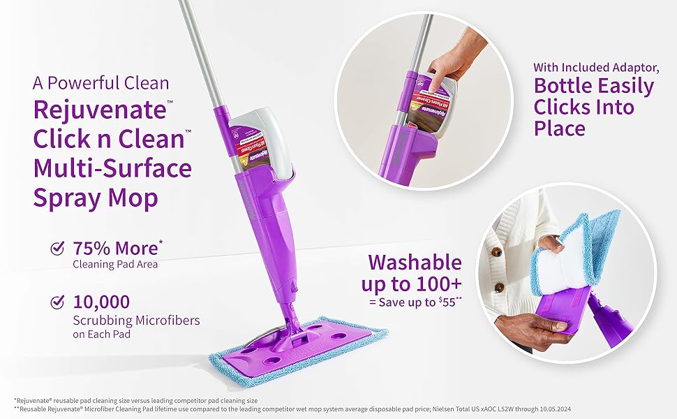 Rejuvenate All Floors Cleaner Refill, Breaks Down Dirt and Grime, Cleans and Protects Floors Throughout Your Home, Including Sealed Hardwood, Tile, Vinyl, Laminate and More, 1 Gallon