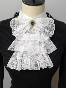 New Vintage Lace Decorated Fake Collar Scarf, Retro Small Shawl Collar, Elegant Organza Ruffle Collar, Women's Fashion Accessory