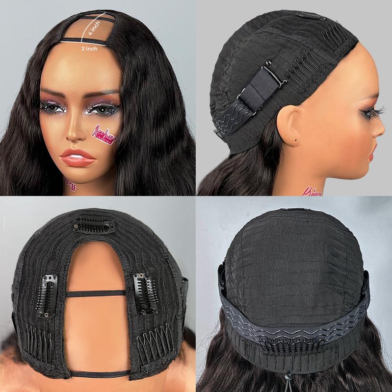 ISEE HAIR 250% Density Yaki Straight Pre-Styled Butterfly Cut Layer U/V Part Sew In Wig Natural Black Human Hair Wigs#SpringStatements