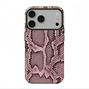 Pink python pattern phone case, suitable for iPhone 17 Pro Max Phone Case 17 Air 16E 16 15 Plus 14 13 12 11 X XS Max XR 7 8 Plus Phone Cases,Samsung Galaxy S25 ULTRA Phone Case S21 S22 S23 FE S24 Plus FE EDGE  double-layer protective case, smartphone case