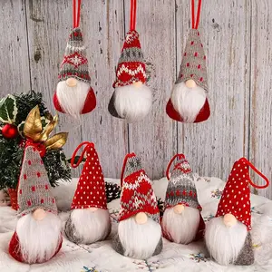 Decorations Holiday Xmas DecorationsChristmas Gnomes Hanging Ornaments Set of 8, Swedish Gnome Handmade Plush Santa Elves Christmas Tree Hanging santa wreath Hat Room pine garland Decorative Festive