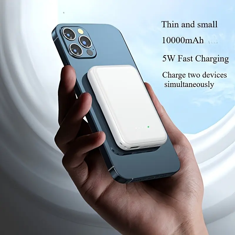 10000mAh Magnetic Mobile Power Bank - Mini Chargeable Wireless Portable Charger, Fast Charging, Type-C & Micro USB Inputs, USB Output, LED Display, Smartphone Accessories for iPhone 16/15/14/13/12 Series, Samsung Android Phones, Power Banks, Usb Type-C