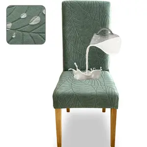 4/6-Piece Set of Waterproof Dining Chair Covers, Stretch Jacquard Chair Slipcovers, Removable Chair Protectors for Kitchens and Restaurants Washable