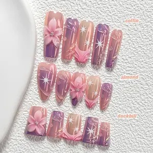 Live CuraTique New Spring/Summer  Collection | 10 Pieces Handmade Press-On Nail ArtReusable 3D Gel spring/Prom 2026