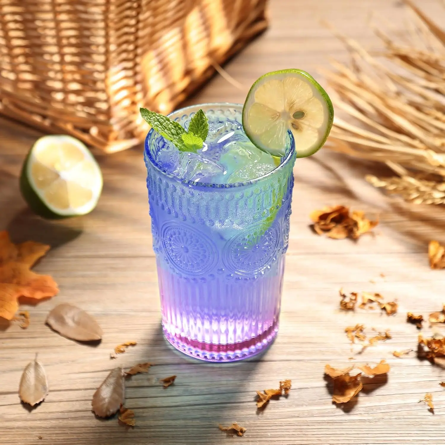 acrylic hobnail tumblers Set of Meadow Hobnail Pitcher with Tall Tumblers