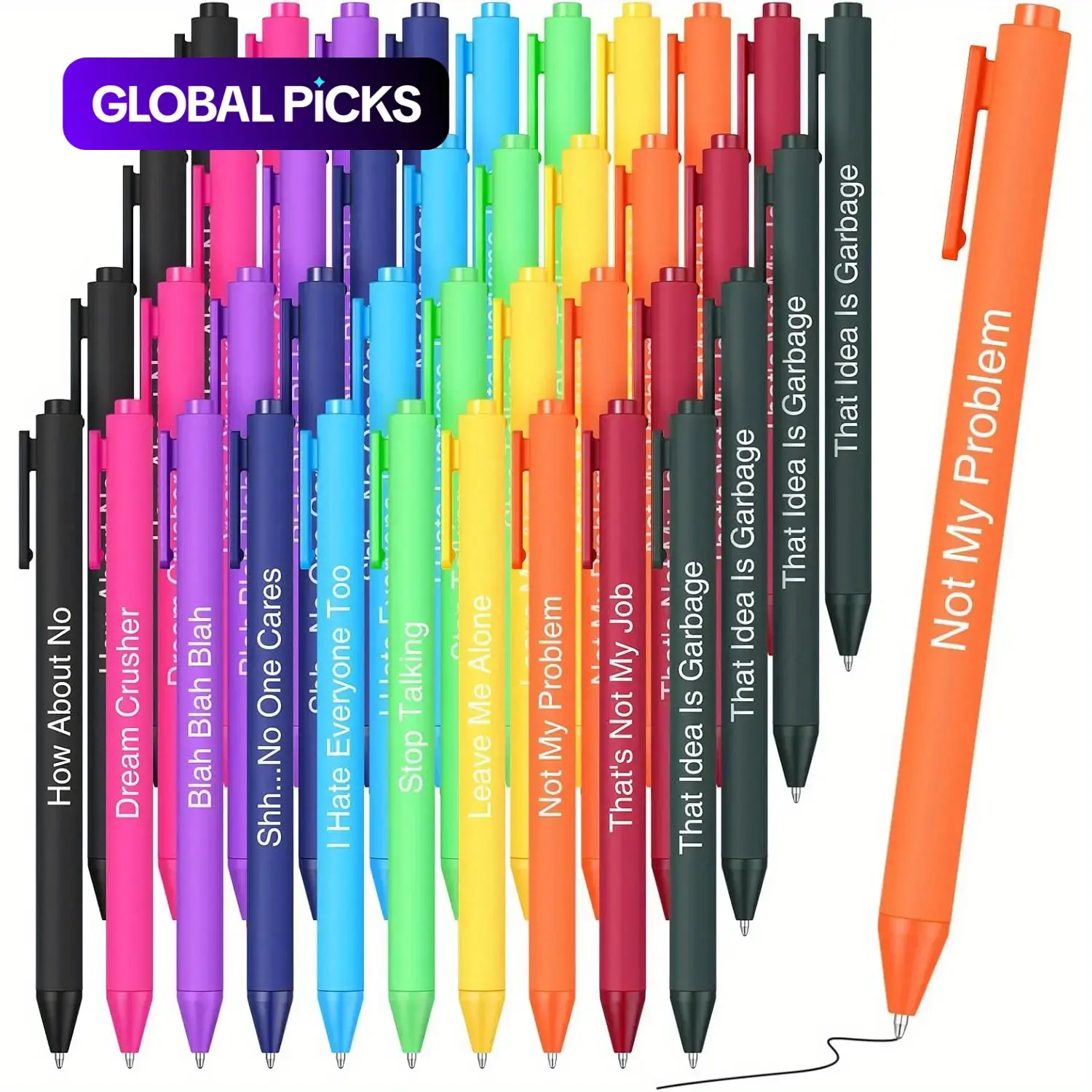 Humorous Ballpoint Pen Set, 10/40-Piece Novelty Unique Funny Work Pens with Funny Sayings for Colleagues, Teachers, School, and Office Use #GLOBAL PICKS