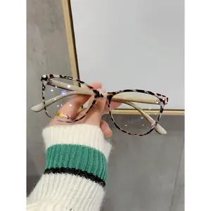 Women's Fashion Leopard Pattern Cat Eye Frame Eyeglasses, Casual Trendy Anti-blue Light Eyeglasses for Everyday Use, Fashion Accessories for Outdoor Activities