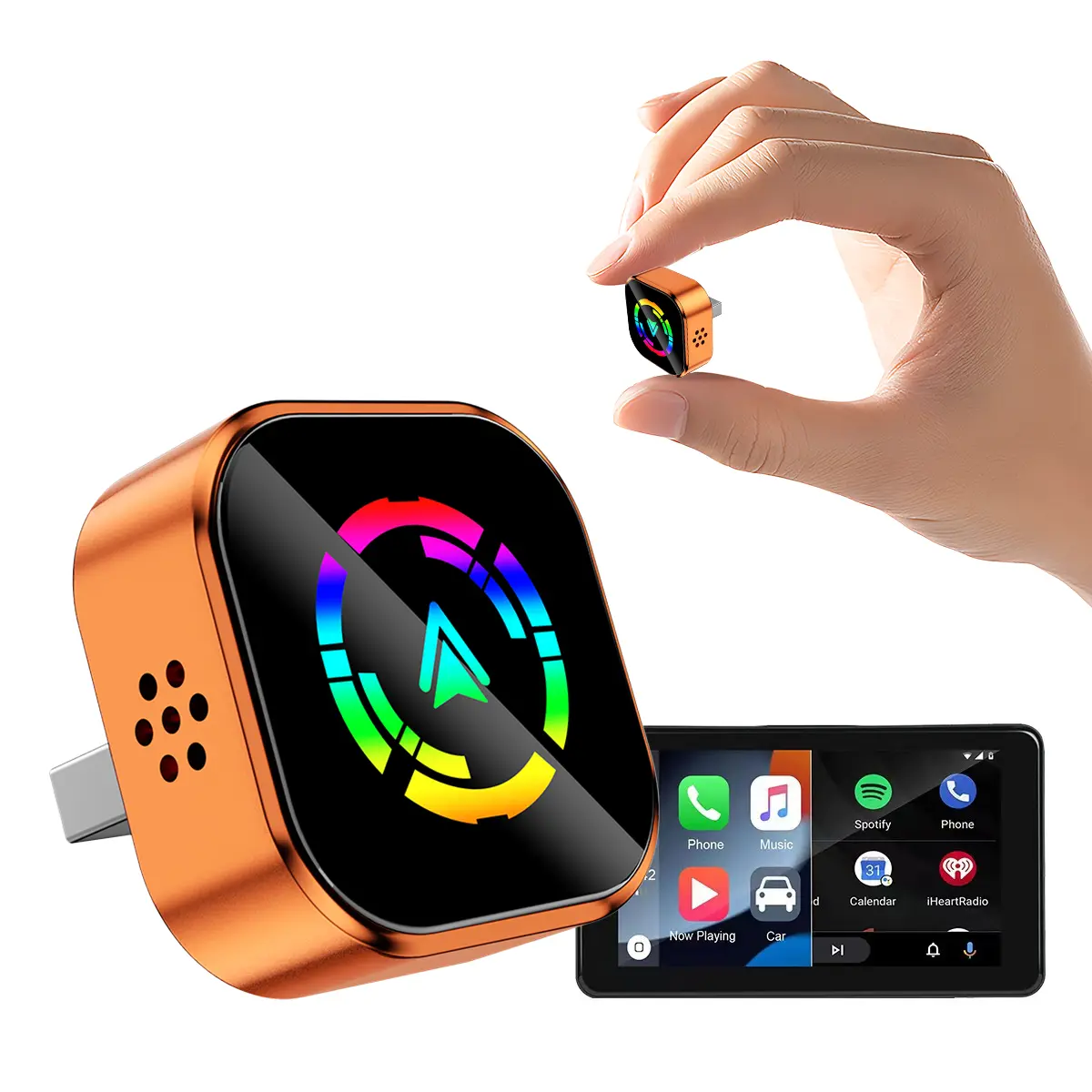 【Summervibes】YURNLV 2026 Wireless CarPlay Adapter, compatible with iPhone/Android smartphones, supports hands-free calling.