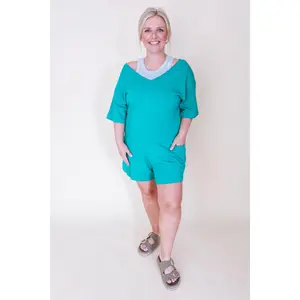 2-Way V or Scoop Neck Romper - K Green