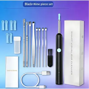 1080P HD EarWax Removal Tool with Camera 6 Ear Spoons Set Rechargeable USB Battery Dual Power Safe Ear Care Gentle Round Handle Version Wireless WiFi Kit waterproof endoscope wide angle ear cleaner Ear Wax Remover silicone tip scope android phone