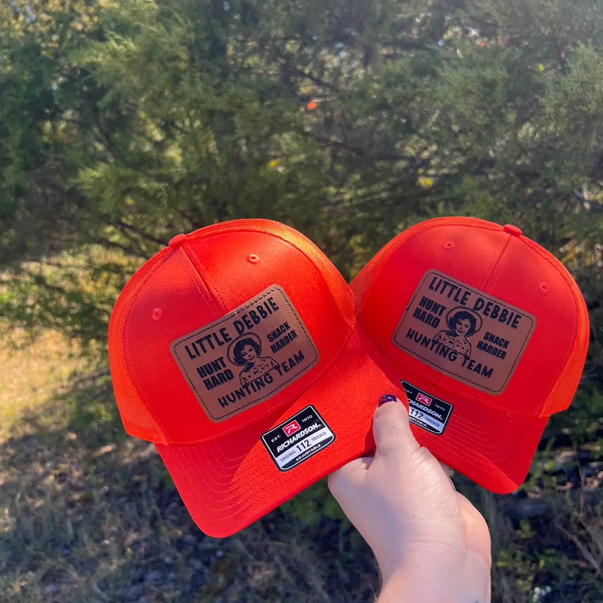 Little Debbie orange Richardson 112 leather patch hat