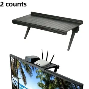 Adjustable TV Screen Top Rack, Computer Monitor Desktop Storage Rack, Media Box Router Organizer, Home Office Accessories, Rectangular Shape, Paint Finish, Abs Material