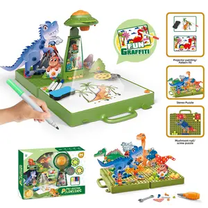 5 in 1 STEM Toys,Drawing Projector for Kids, Montessori Play Toolbox, Art Supplies, DIY Educational Toys,Dinosaur Toys for Kids Smart Projection Drawing Board Gift for Boys Girls, 3-6