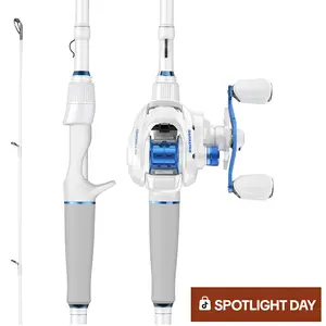 KastKing Centron Lite Casting Rod and Reel Combo, IM6 Graphite 2Pc Blanks, Stainless Steel Guides with Ceramic Rings, Contoured EVA Handles & Fighting Butt, Split or Full Rear Handle Design, 10 Models Sensitive Braided Fishing Line SummerVibes