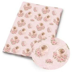 1 piece of vintage-style sweet floral print fabric—59 x 19.68 inches (150 x 50 cm) of pre-cut polyester fabric featuring a sweet pink rose and bow pattern—perfect for sewing, scrapbooking, tablecloths, and crafts