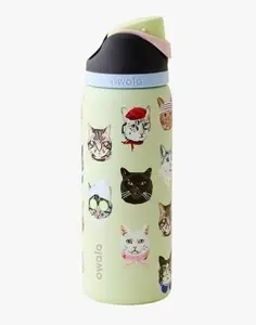Owala FreeSip 32 Oz Insulated Stainless Steel Water Bottle with Straw, BPA-Free Leak Proof Sports & Travel Water Bottle, Double Wall Vacuum Insulated, Cat Collage