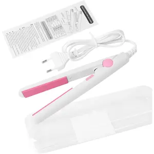 2 in 1 Mini Hair Straightener, US Plug, Ceramic Tourmaline Plate, Beauty Flat Iron Heating Curler Small Lightweight Portable for Home (White)