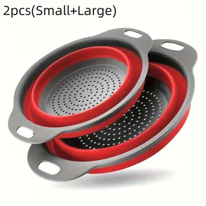 Space Saving Collapsible Colander Set 2Pcs, Portable Foldable Washing Basket for Kitchen Camping Picnic, Great Christmas Gift