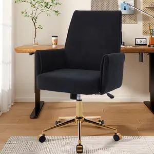 Mid-back Liftable Office Chair, Striped Fabric, Ergonomic Design, Metal Base, Memory Foam Cushion, Lumbar & Arm Support, Durable Sewing, for Work, Study & Relax