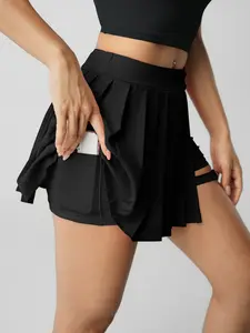 Women's Soft Pleated Skirt Pants Set with Hidden Pockets, Ideal for Gym Exercise Outdoor Volleyball Tennis Golf Casual Sports Wear