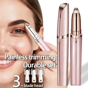 Portable USB Electric Eyebrow Trimmer, Adds Two Blades, Longer Lifespan, Automatic Eyebrow Groomer, Eyebrow Shaper, Beauty Shaver, Suitable for Face Hair Removal