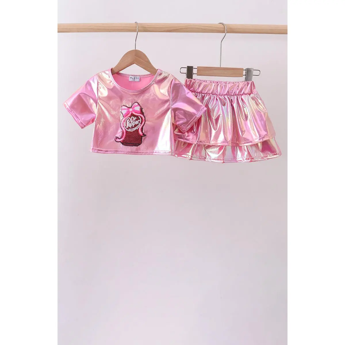 Pepper Pink sequin bow skort set