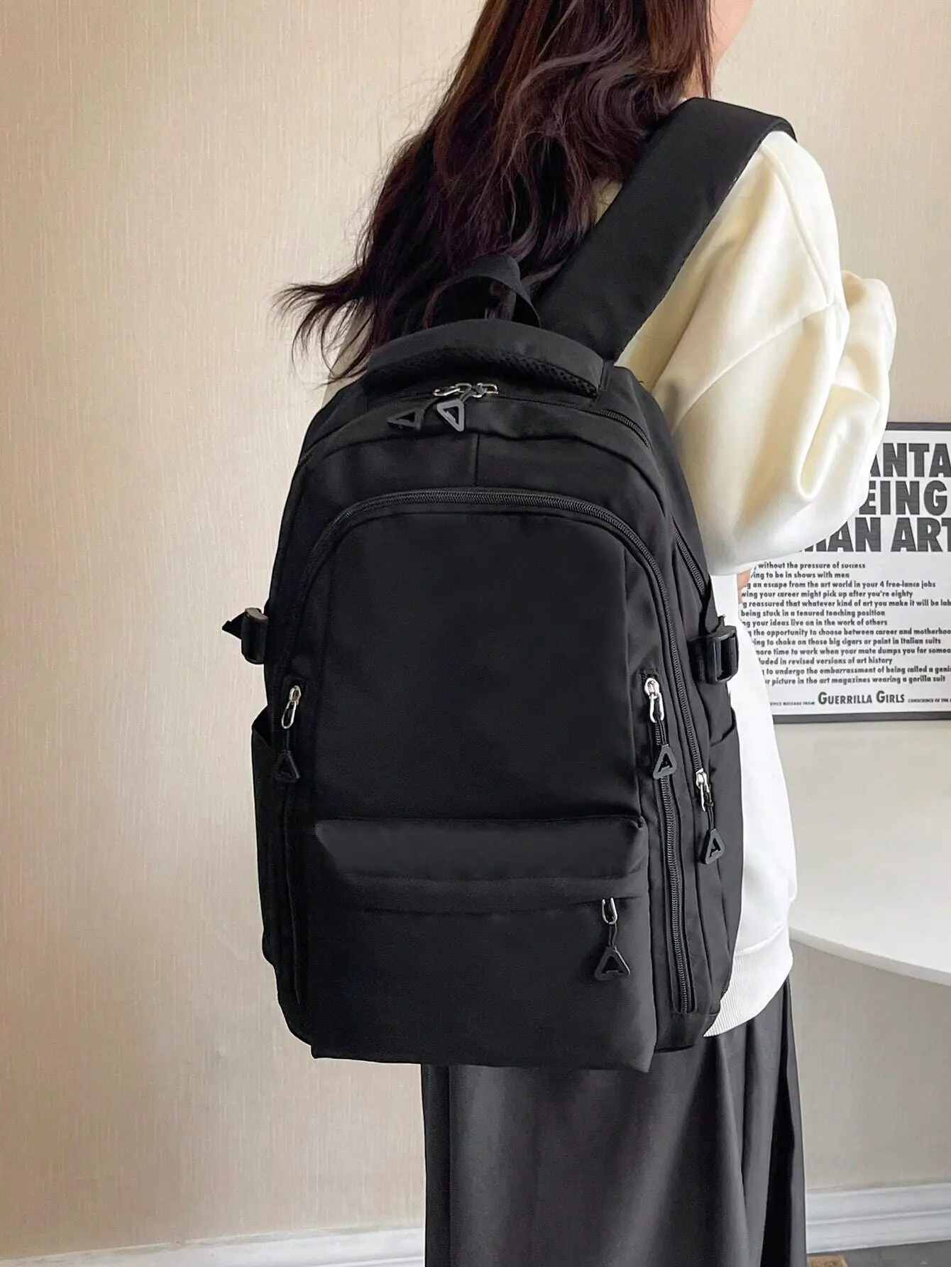 Women's College Style Backpack, Solid Color Large Capacity Bookbag for High School & University, Reliable and Spacious for Daily Use