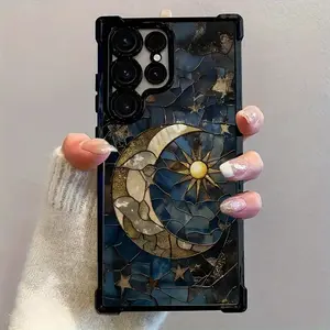 Retro Trend Sun Moon Phone Case for Samsung Galaxy S25, S24, S23, S22 FE Ultra Plus 4G/5G - Shockproof Transparent Soft Back Cover, Perfect Gift for All Seasons