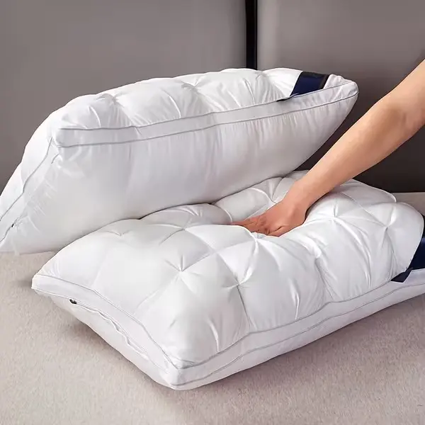 1/2pcs Luxury Hotel-Quality Pillows, Queen Size High Resilience Plush Fill, Soft Comfortable for Deep Sleep. Ideal for Side Back Sleepers, Breathable Cooling, All-Season Use, Machine Washable, Hypoallergenic Plush Cover, Cooling