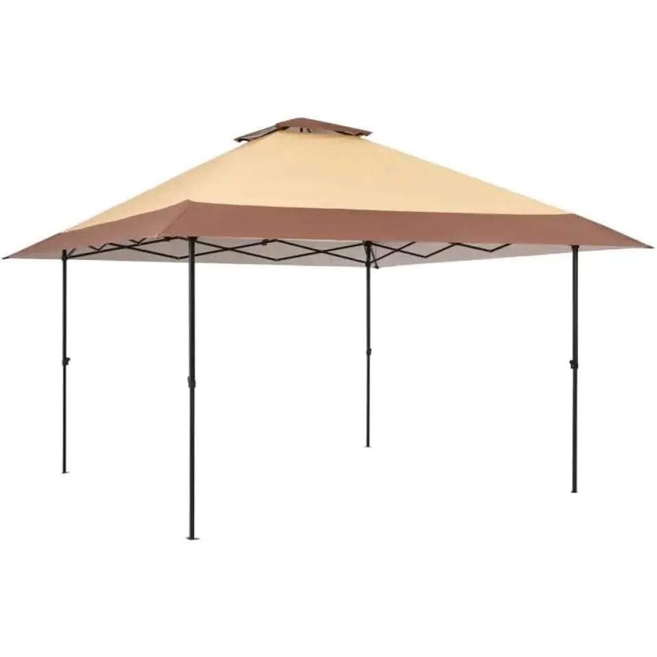 【GARVEE】Pop Up Gazebos 13 x13", Outdoor Gazebos, Canopy Tent for Backyard & Patio Furniture, Quick Set Up, Water-Resistant Outdoor Canopy for Patio Garden(Khaki+Light Card)