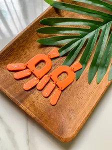 Tropical Blast Orange Clay Earrings Lightweight Statement Abstract Trendy Bold Earrings for Women