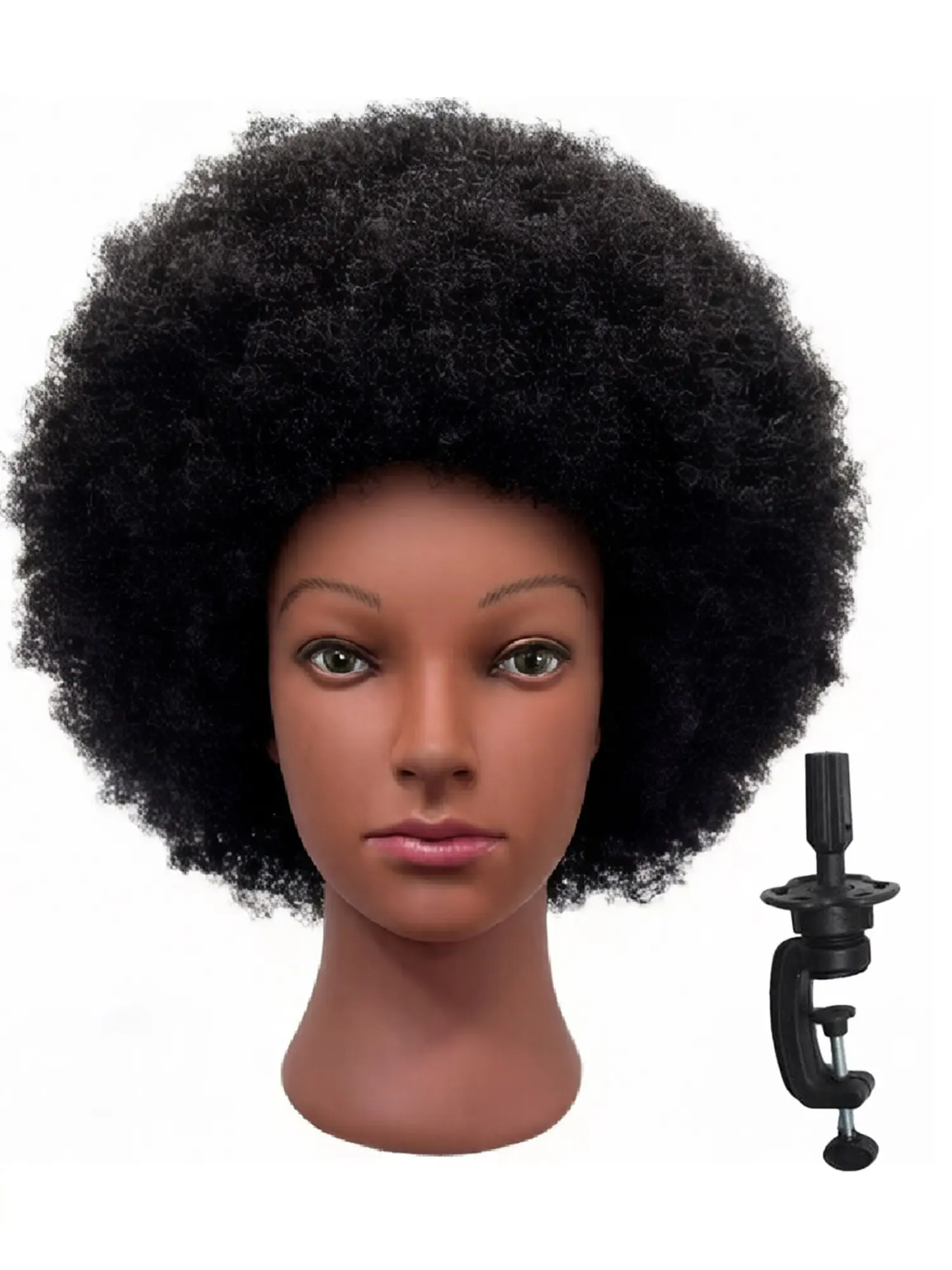 African Mannequin Head with 100% Human Hair Mannequin Head Curly Cosmetology Manican Mannequins Heads with Stand for Display Practice Braiding Styling Training Head Hair Styling Wig Styling