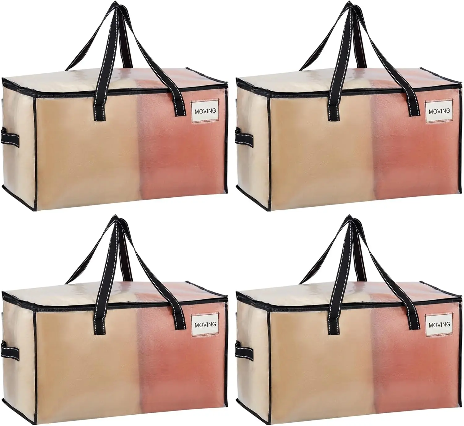 Heavy Duty Moving Bags – 4PCS Clear Storage Bags with Strong Handles for Clothes, Bedding & Dorm Packing (Foldable Box Alternative)