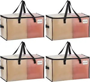 Heavy Duty Moving Bags – 4PCS Clear Storage Bags with Strong Handles for Clothes, Bedding & Dorm Packing (Foldable Box Alternative)