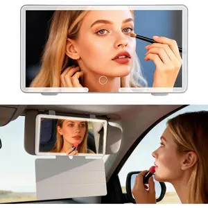 Large Screen Car Vanity Mirror, Rechargeable, Touch Detector Seins0r, Cosmetic Mirror, 3 LED Light Modes, Stepless Dimming Visor, Makeup Mirror New 2026 High for Reliable Electronic Component