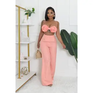 Sahara Flowers Pant Set (Coral)