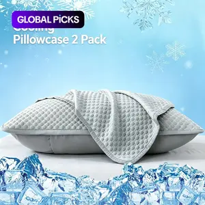 Summer Cooling Pillowcase Queen Size Solid Color Ice Bean Bean Pillowcase Cool Feeling Air Conditioning Cover Washable Breathable (No Pillow)