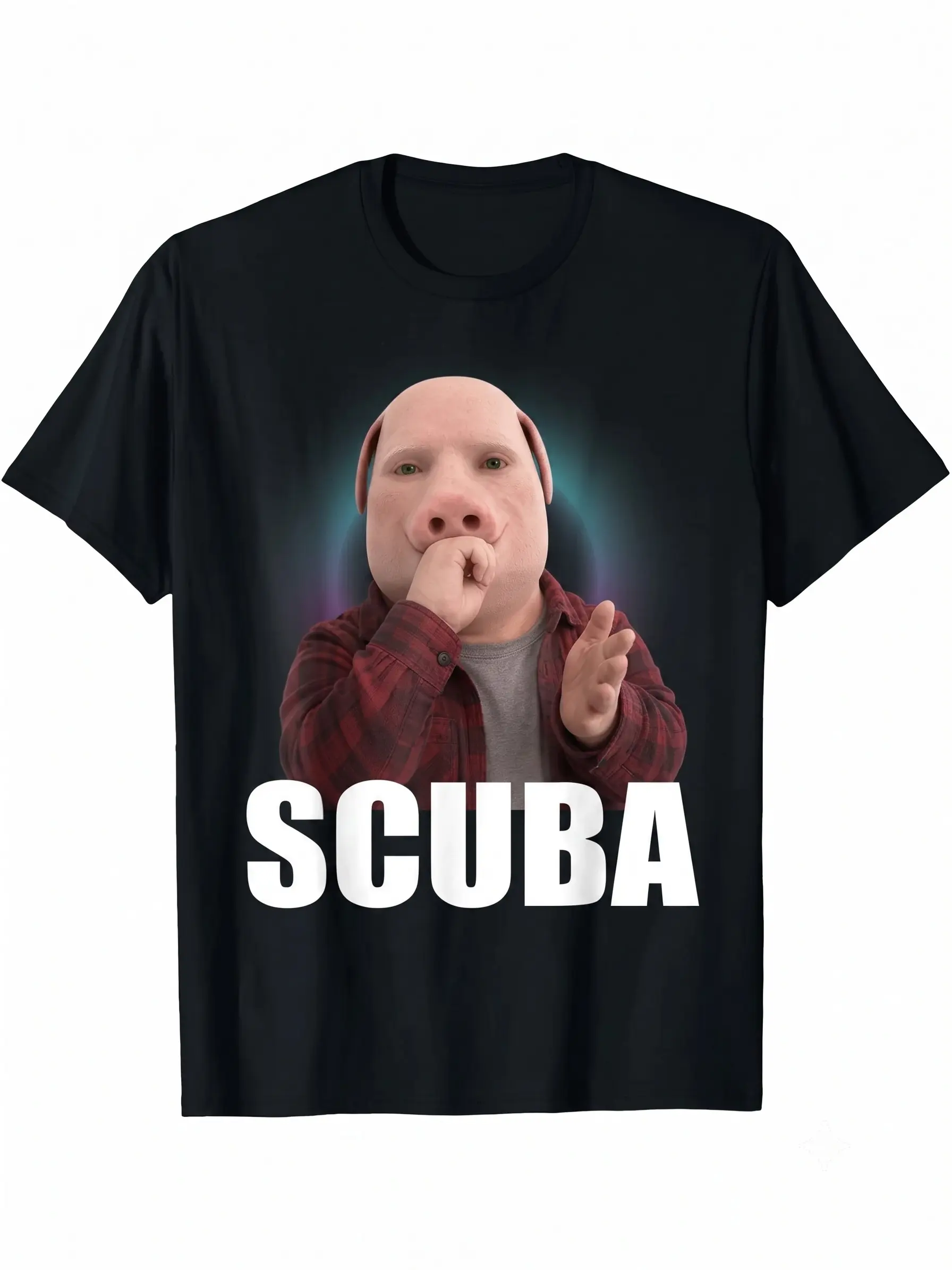John Pork Brain Rot Graphic   black  T Shirt | Funny Scuba Dance Parody Apparel | Trendy Internet Meme Character Casual Streetwear Clothing fun men  dark humor tee short-sleeve crew neck,Cute,,t-shirt,