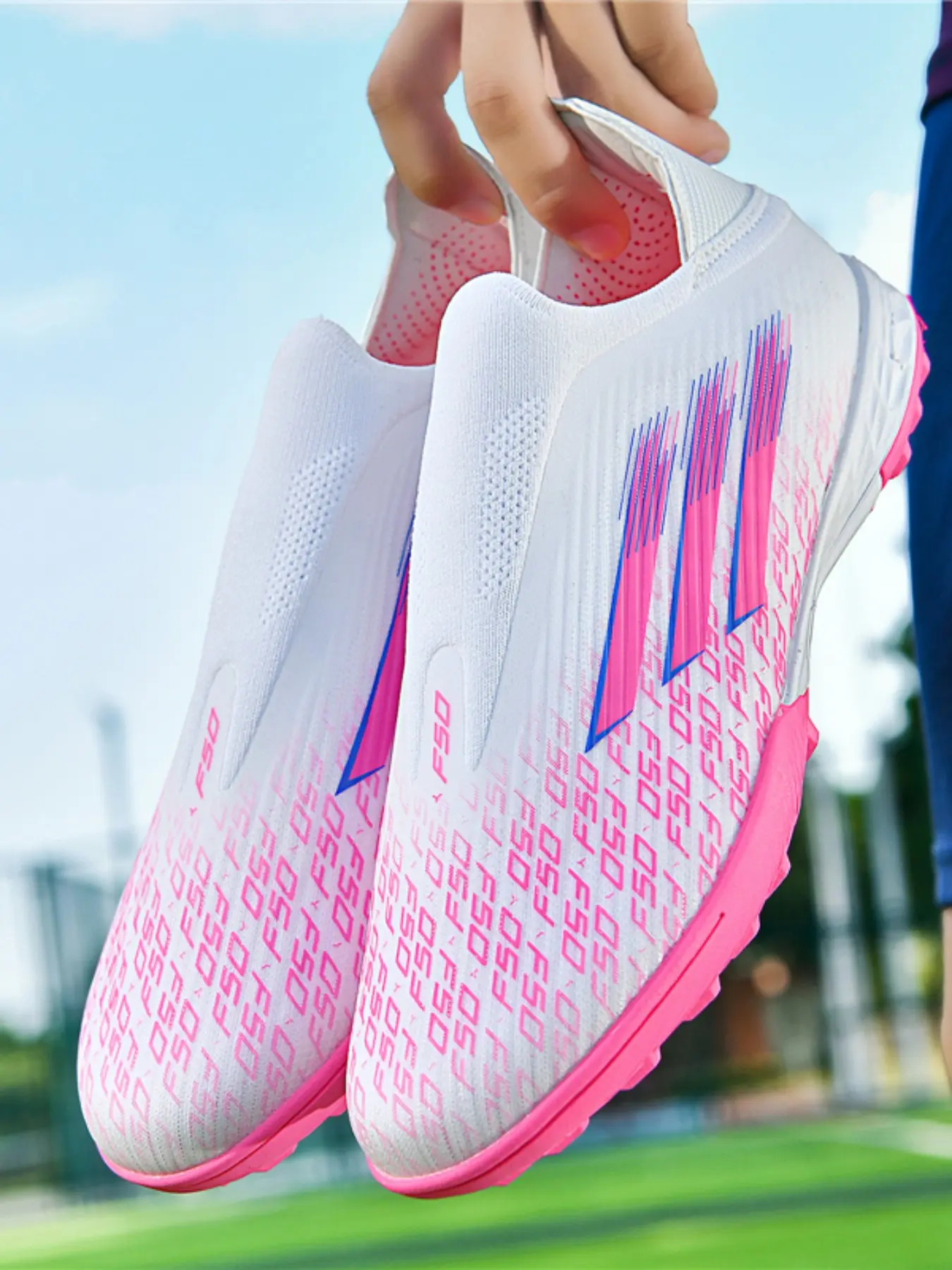 Men's High-End Seamless Sports Football Shoes, Football Field Boots, Anti-Slip Durable Outdoor Lawn TF Soccer Shoes, Soccer Cleats, Super Grip and Support, Fashionable Sporty Style
