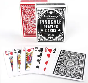LotFancy Pinochle Playing Cards, 2 Decks of Cards, Black and Red, Special 48 Card Deck